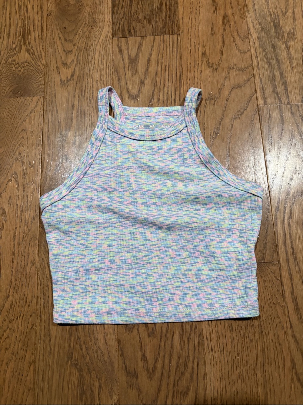 American Eagle Outfitters Pastel Multicolor Ribbed Cropped Tank